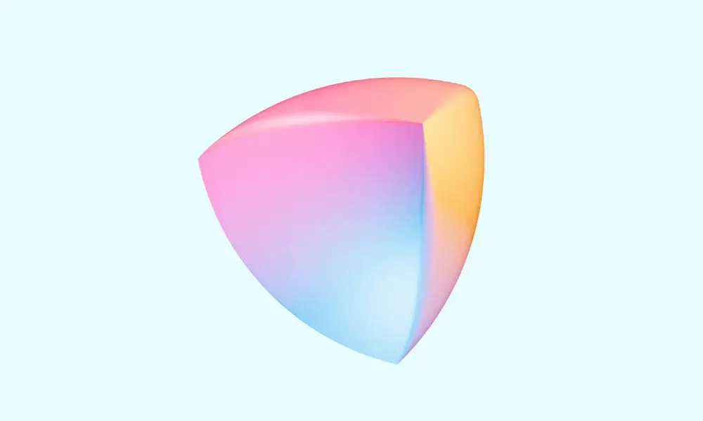 The Volumetrics logo, a colorful, triangularly shaped 3D object