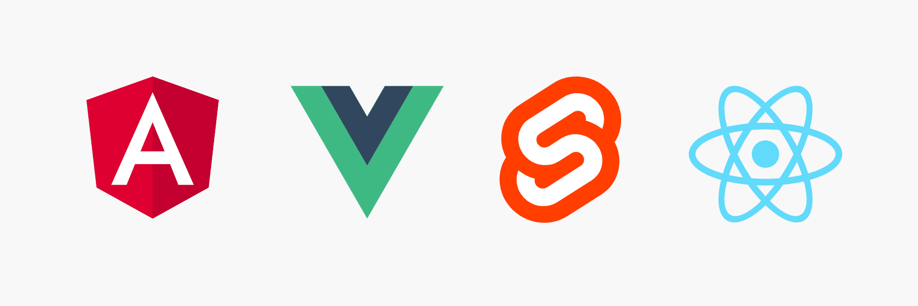 Image of the Angular, Vue, Svelte and React logos