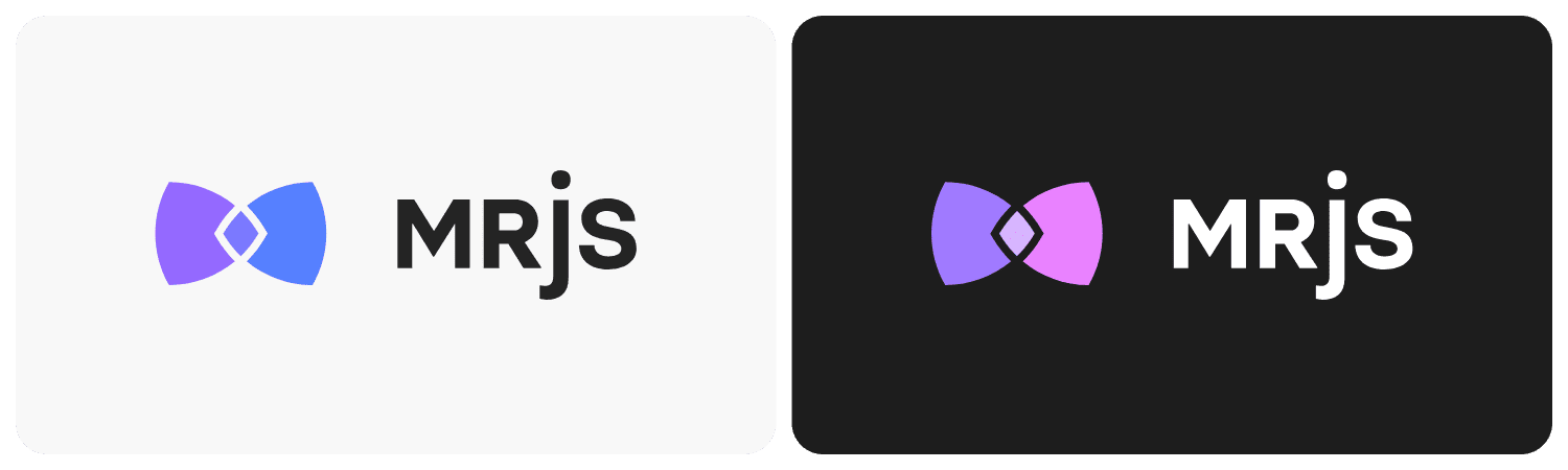 mrjs logo, both on light and dark mode